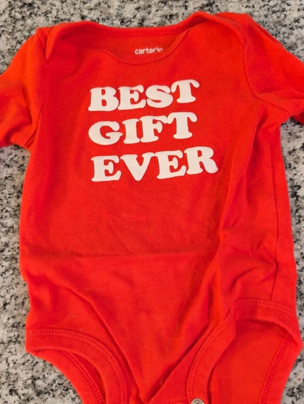 Red 'Best Gift Ever' Long-Sleeve Baby One-Piece Christmas - Picture 3 of 4